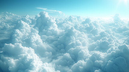 Wall Mural - texture of rolling cumulus clouds puffy and packed together like cotton balls