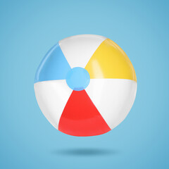 Wall Mural - One beach ball in air on light blue background