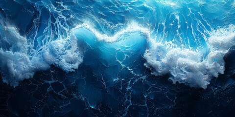 Wall Mural - Beautiful ocean waves, blue, background, texture, shades of blue and turquoise