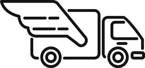 Sticker - Fast truck delivery icon outline vector. Service parcel. Food import truck