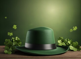 green Patrick's bowl, coins, clover leaves Pro Photo ,St. Patrick's Day, green holiday hat, leprechaun hat 