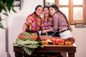 Wall Mural - Portrait of 3 generations of Latin women.