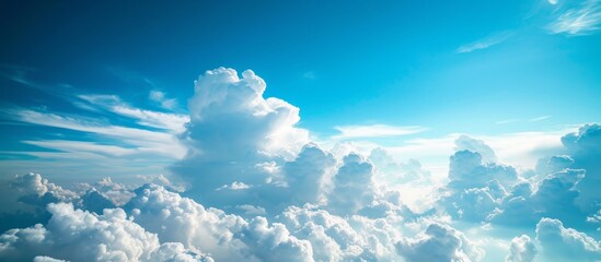Wall Mural - Peaceful Blue Sky With Fluffy White Clouds - Nature's Serenity in the Sky
