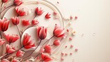 Fototapeta Tulipany - beautiful pink flowers with pink background concept for happy women's day