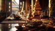 Thai food in the palace, hot food, appetizing, low perspective, beautiful light