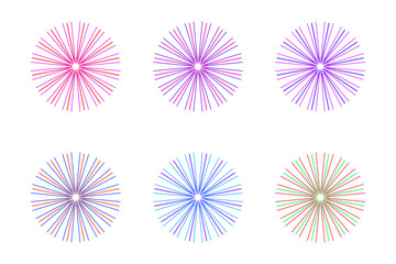 Wall Mural - Set of simple colorful radial stripes – Collection of decorative radial patterns isolated on a transparent background
