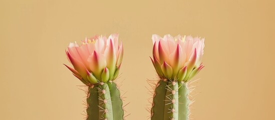 Sticker - Vibrant blooming cacti flowers in the desert under the sunlight