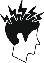 Sticker - Brain storm ill icon simple vector. Dizziness problem. Human health sick