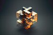 Cubic elements merging seamlessly to create a modern and geometric 3D single logo design