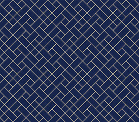  The geometric pattern with lines. Seamless vector background. Gold and dark blue, texture. Graphic modern pattern. Simple lattice graphic design
