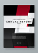 White black and red vector business corporate annual report cover template with shapes geometric for annual report and business catalog, magazine, flyer or booklet. Brochure template layout
