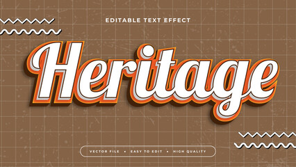 Orange brown and white heritage 3d editable text effect - font style