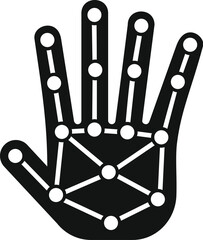 Sticker - Biometric palm scanning icon simple vector. System board. Code face connect