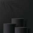3d black color podium and minimal black color wall scene. 3d podium minimal abstract background. Vector