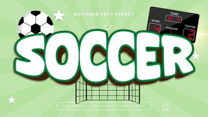 Wall Mural - White green and black soccer 3d editable text effect - font style