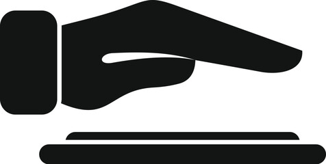 Poster - Scan hand palm icon simple vector. Individual identification. Detect face privacy