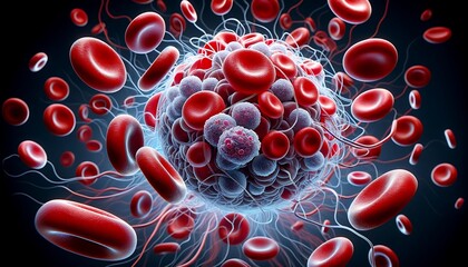 Wall Mural - red blood cells, 3d visualization medical and study