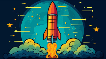 Canvas Print - abstract financial growth concept with a rocket ascending. simple vector art