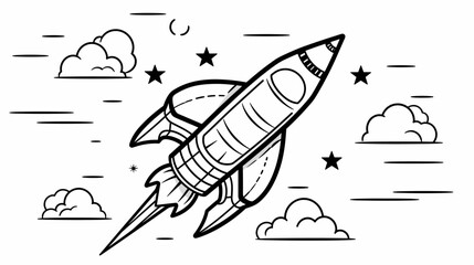 Wall Mural - Abstract rocket ship symbolizing the startup's launch and growth. simple Vector art