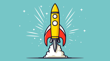 Wall Mural - abstract rocket ship symbolizing the startup's launch and growth. simple vector art