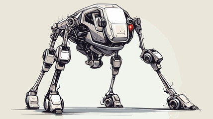 Wall Mural - abstract robot with telescopic legs for variable height. simple vector art