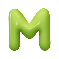 Wall Mural - letter M. letter sign green color. Realistic 3d design in cartoon balloon style. Isolated on white background. vector illustration