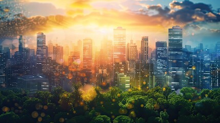 Wall Mural - a slide background for showcasing a positive image of the modern civilization 