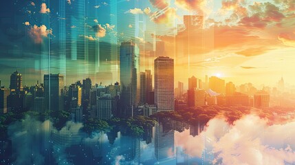 Wall Mural - a slide background for showcasing a positive image of the modern civilization 