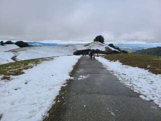 Wall Mural - The peaks at Las Trampas in the East Bay hills have several inches of snowfall after a cold winter storm