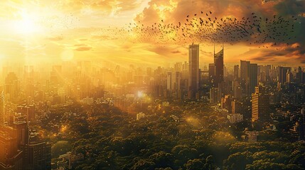 Wall Mural - a slide background for showcasing a positive image of the modern civilization 