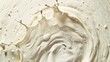 High detailed image of milk circle ripple drop splashing with a empty space for text or product, Generative AI.