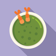 Poster - Shrimp cream soup icon flat vector. Dining lunch. Restaurant dish food