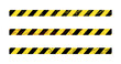 Do not go beyond the black and yellow tape. Criminal case, blood, police, witnesses. Seamless tape with texture. Element for your design on an isolated background.