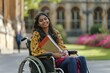 © AJay - A young smiling female student with disability sitting in wheelchair in a college campus