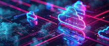 Neon Light Cloud Computing Futuristic Technology