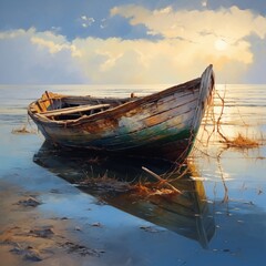  Boat floating on sea