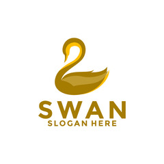 Wall Mural - Swan logo vector design , elegant simple swan logo template