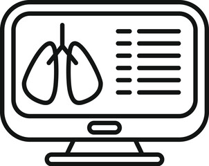 Sticker - Lungs examination icon outline vector. Scan mri lab. Patient clinic review