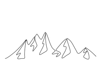 Wall Mural - Mountains, one line drawing vector illustration.