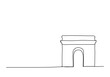 Triumphal Arch in Paris, one line drawing vector illustration.