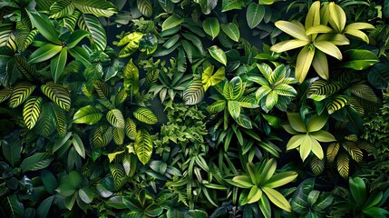 green plants on a wall art in the forest wallpaper background, in the style of realism with surreali