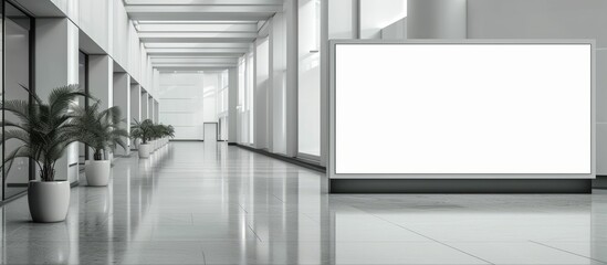 Wall Mural - Empty billboard displaying digital advertisement in a modern corridor