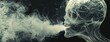 A vector closeup of an aliens mouth blowing a smoke cloud with the smoke forming intricate alien script symbols