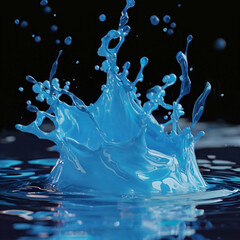 Canvas Print - Splash of blue liquid on black background
