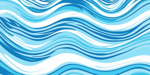 Watercolor surface ocean water wave, seamless blue water ocean wave background. Blue water ocean surfing wave.