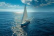 © Tjeerd - sailing boat with group of people on calm ocean on sunny day with clear blue sky