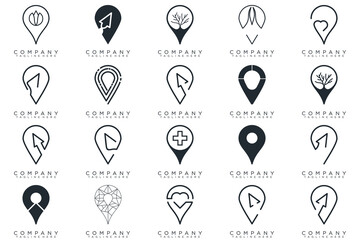 creative pin logo map location, business icon vector