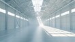 © Generative AI - Clean White empty warehouse 3D rendering : Generative AI