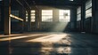 Wide shot of industrial hall empty and clean : Generative AI