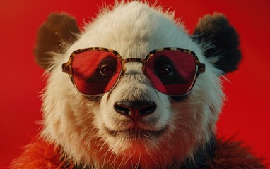 Wall Mural - Panda with sunglasses on a professional background